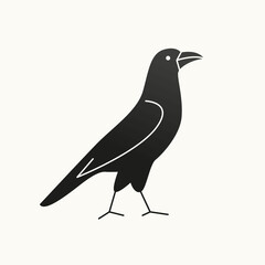 Illustration of crows on an isolated background. Dusty pastel colors. Modern flat style