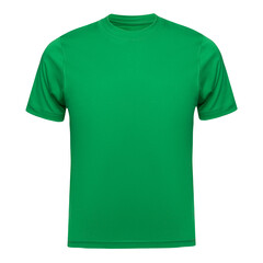 Green T-shirt template men isolated on white. Tee Shirt blank as design mockup. Front view