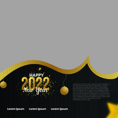 The luxury new year 2022 typography social banner design 