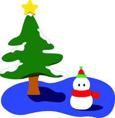 christmas tree with snowman