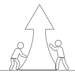 Continuous line man lifting arrow up business concept