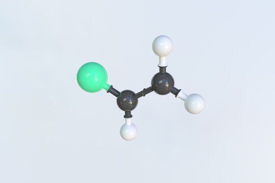 Fluoroethylene molecule, isolated molecular model. 3D rendering
