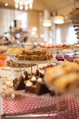 Food on the shelves in the self-service buffet with all inclusive