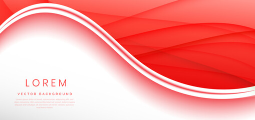 Abstract red curved and wave on white background.