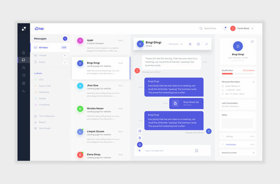 Email dashboard design template for ui ux design 