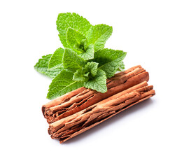 Cinnamon stick with mint