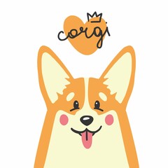 Vector drawing of a Corgi dog's head