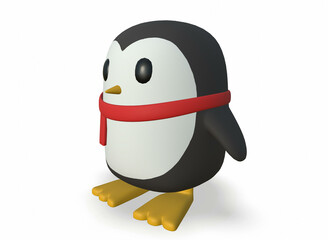 Cute christmas winter small cartoon penguin 3d-rendering