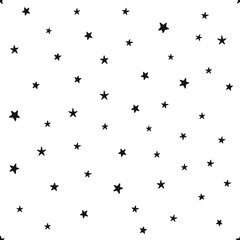 Star doodles pattern. Seamless background with stars. Hand drawn illustration.