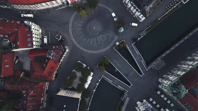 Triple Bridge in Ljubljana, Slovenia by Drone