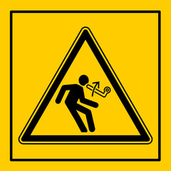 mssn68 MachineSafetySignNew mssn - Maschine / Warnzeichen: Maschinenkennzeichnung einzeln - Der Hebel ist federbelastet - Halten Sie sich beim Bet&auml;tigen zur&uuml;ck - Abstand halten - Gefahr . g10943