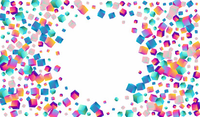 Iridescent Confetti Vector White Background.