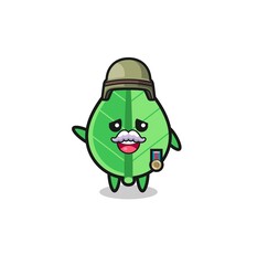 Obraz premium cute leaf as veteran cartoon