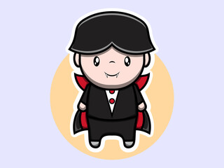 Cute vampire dracula character vector icon illustration. Isolated flat design.