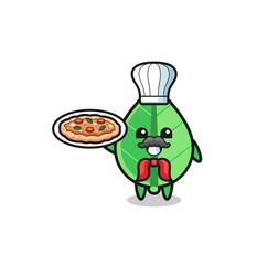 leaf character as Italian chef mascot