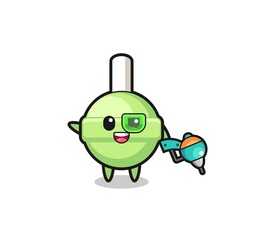 lollipop cartoon as future warrior mascot