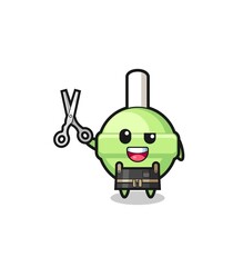 lollipop character as barbershop mascot