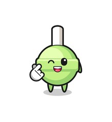 lollipop character doing Korean finger heart