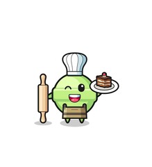 lollipop as pastry chef mascot hold rolling pin