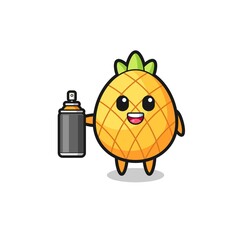 the cute pineapple as a graffiti bomber