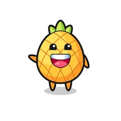 happy pineapple cute mascot character