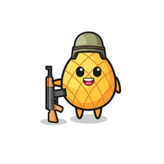cute pineapple mascot as a soldier