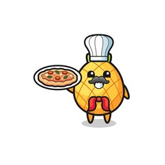 pineapple character as Italian chef mascot