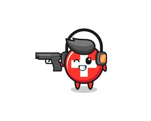 Fototapeta premium illustration of switzerland cartoon doing shooting range