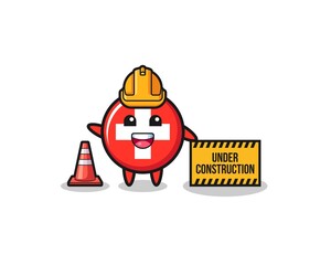 Obraz premium illustration of switzerland with under construction banner