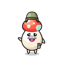 cute mushroom as veteran cartoon