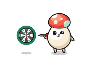 cute mushroom is playing dart