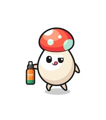 cute mushroom holding mosquito repellent
