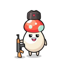 cute mushroom cartoon as Russian army