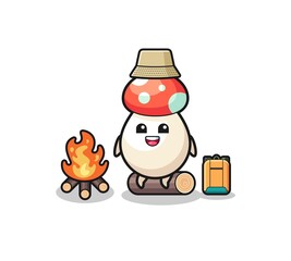 camping illustration of the mushroom cartoon
