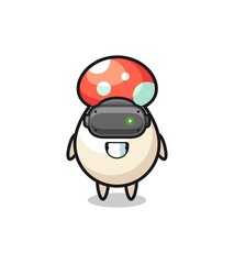 cute mushroom using VR headset