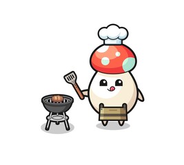 mushroom barbeque chef with a grill