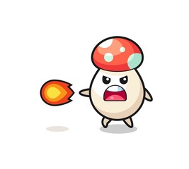 cute mushroom mascot is shooting fire power