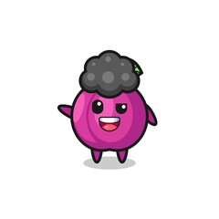 plum fruit character as the afro boy