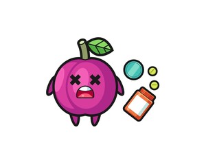 illustration of overdose plum fruit character