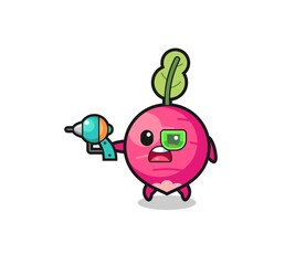 cute radish holding a future gun