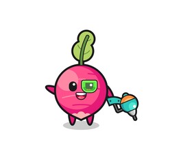 radish cartoon as future warrior mascot