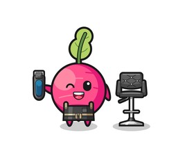 radish barbershop is holding a trimer