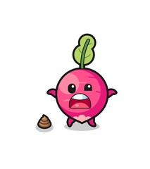 radish earth surprised to meet poop