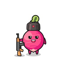 cute radish cartoon as Russian army