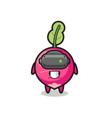cute radish using VR headset