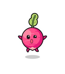 radish character is jumping gesture