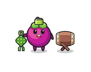 mangosteen muslim character are celebrating Eid Al Fitr