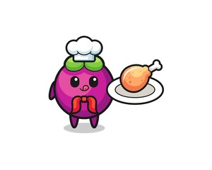 mangosteen fried chicken chef cartoon character
