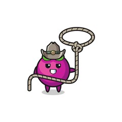 the mangosteen cowboy with lasso rope