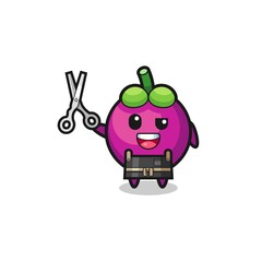 mangosteen character as barbershop mascot